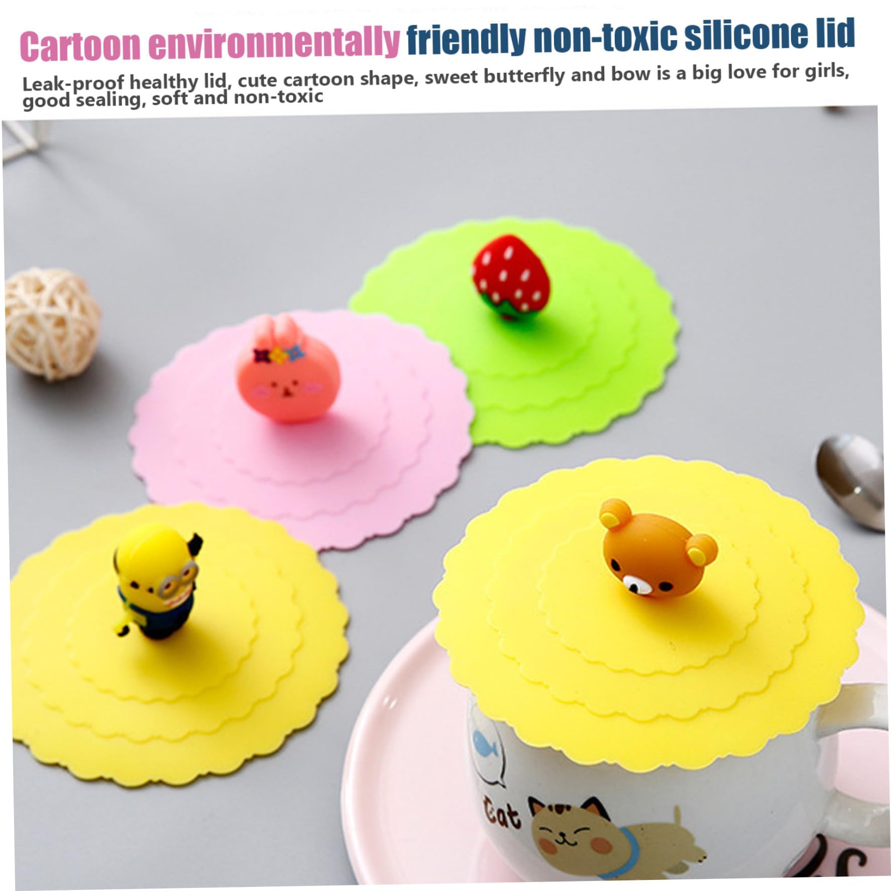 Lot De 4 Couvercles En Silicone Réutilisables – 10 Cm, Pour Tasses, Verres Et Mugs (couleurs Assorties)