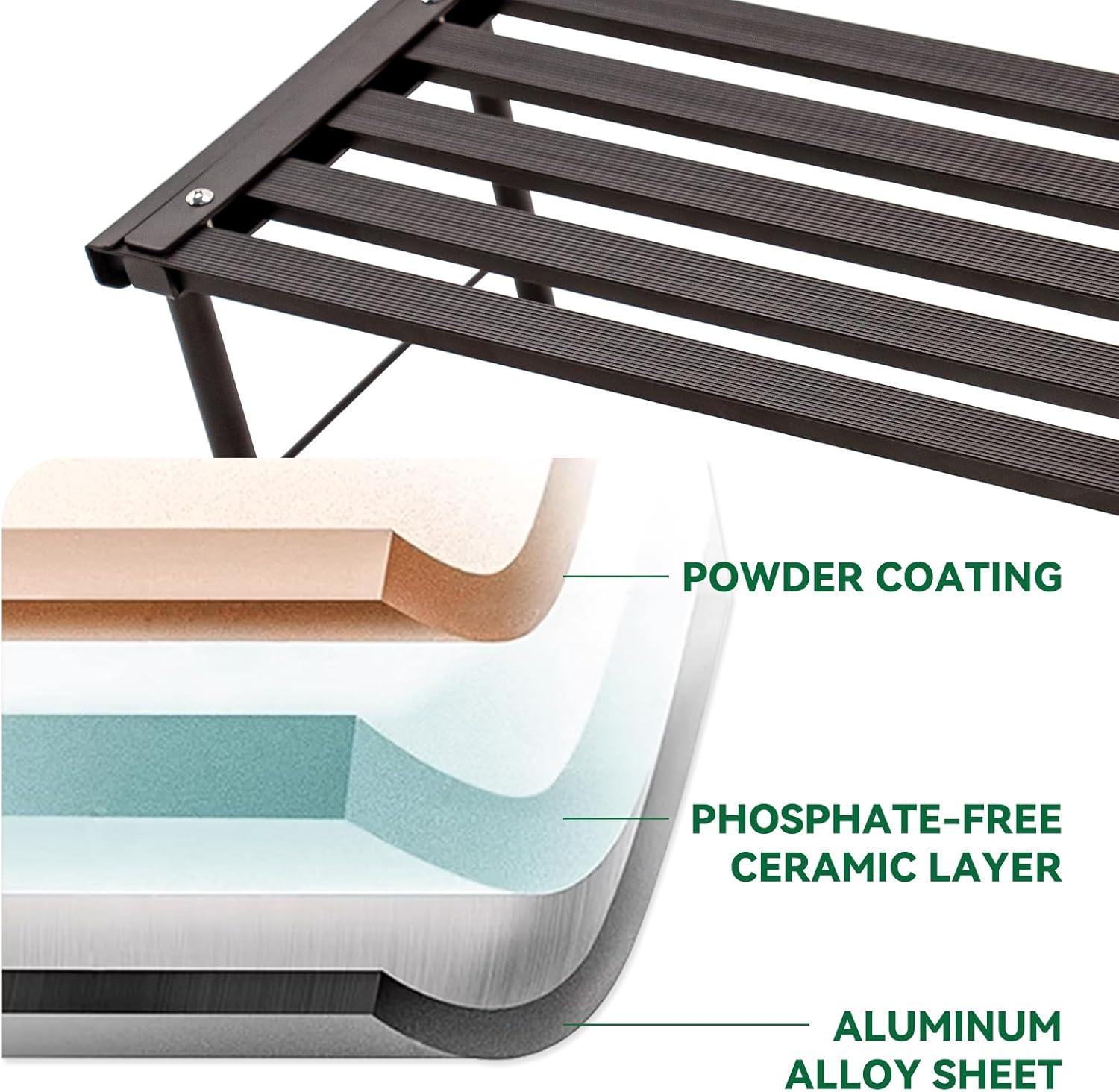 Metal Plant Stand, Rust-proof Aluminum Flower Pot Stand, Heavy Duty Planter Display Shelving for Patio Balcony Garden Living Room Decorative (Ebony, 35.4 Inch)