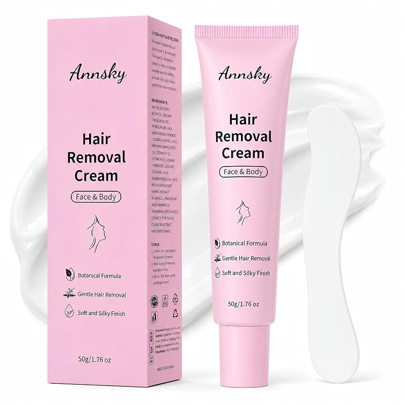 Creme depilatório feminino Annsky para rosto e corpo com espátula