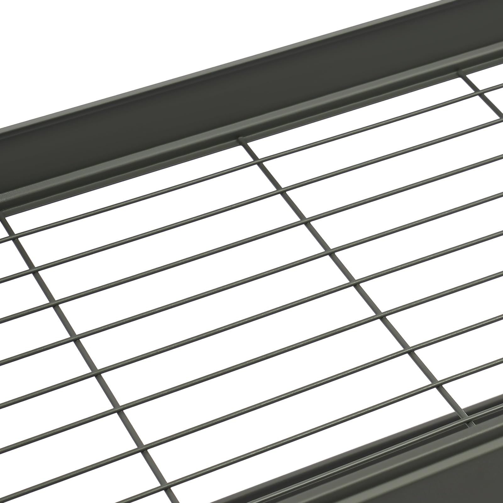 WooDerson Escurreplatos de 2 niveles, con ganchos, 2 niveles, escurreplatos sobre el fregadero, escurreplatos para cubiertos, estante para platos de cocina, color gris