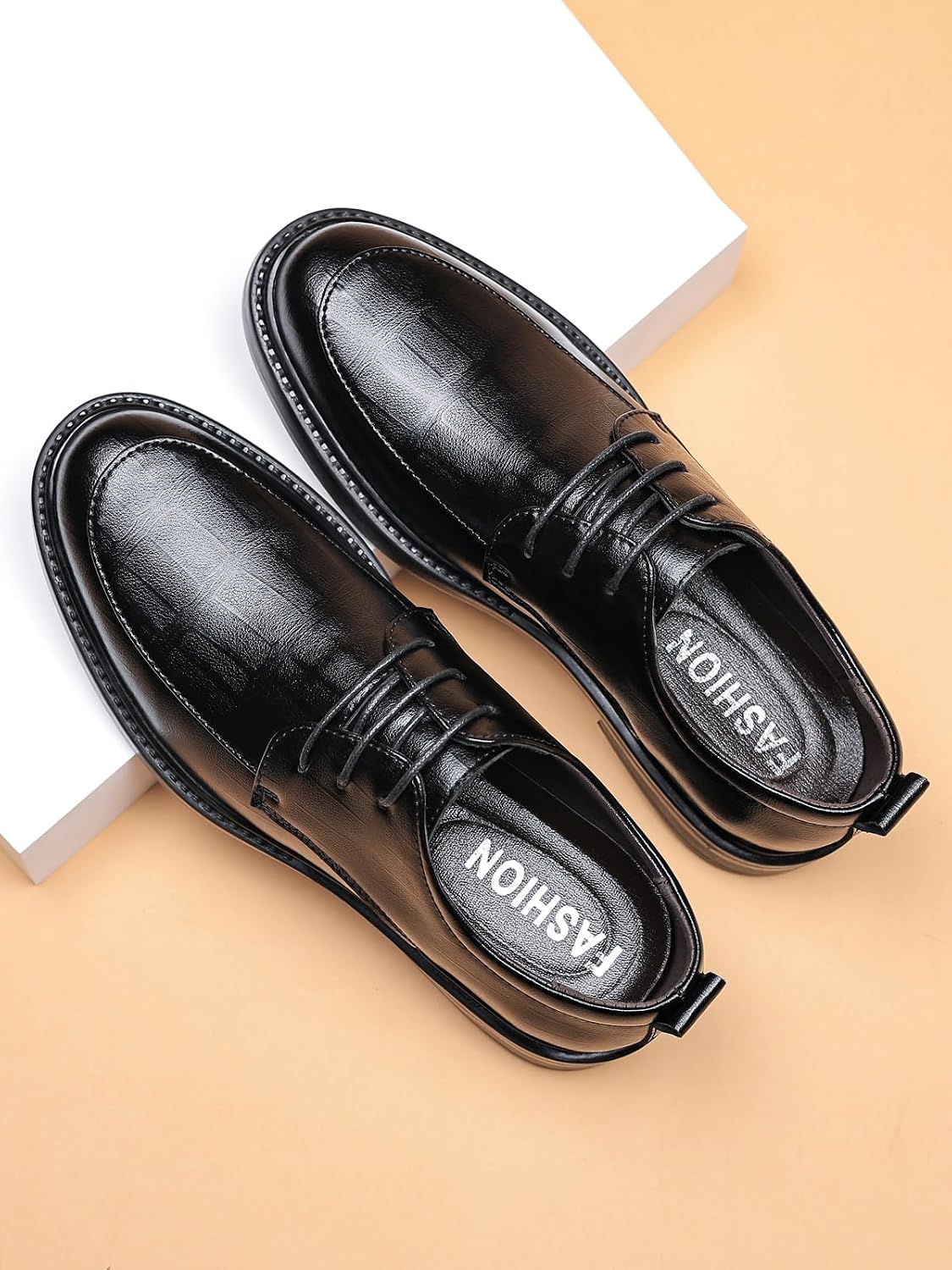 Mens Classic Formal Oxford Lace-up Leather Shoe for Men Business Round Toe Dress Shoes Black