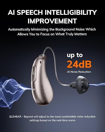 ELEHEAR-Beyond Hearing Aids, OTC Rechargeable Hearing aids for Seniors | AI Noise Cancellation, Bluetooth 5.3 and App Control, 100-Hour Battery, 4 Scene Modes, Remote Audiologist Support
