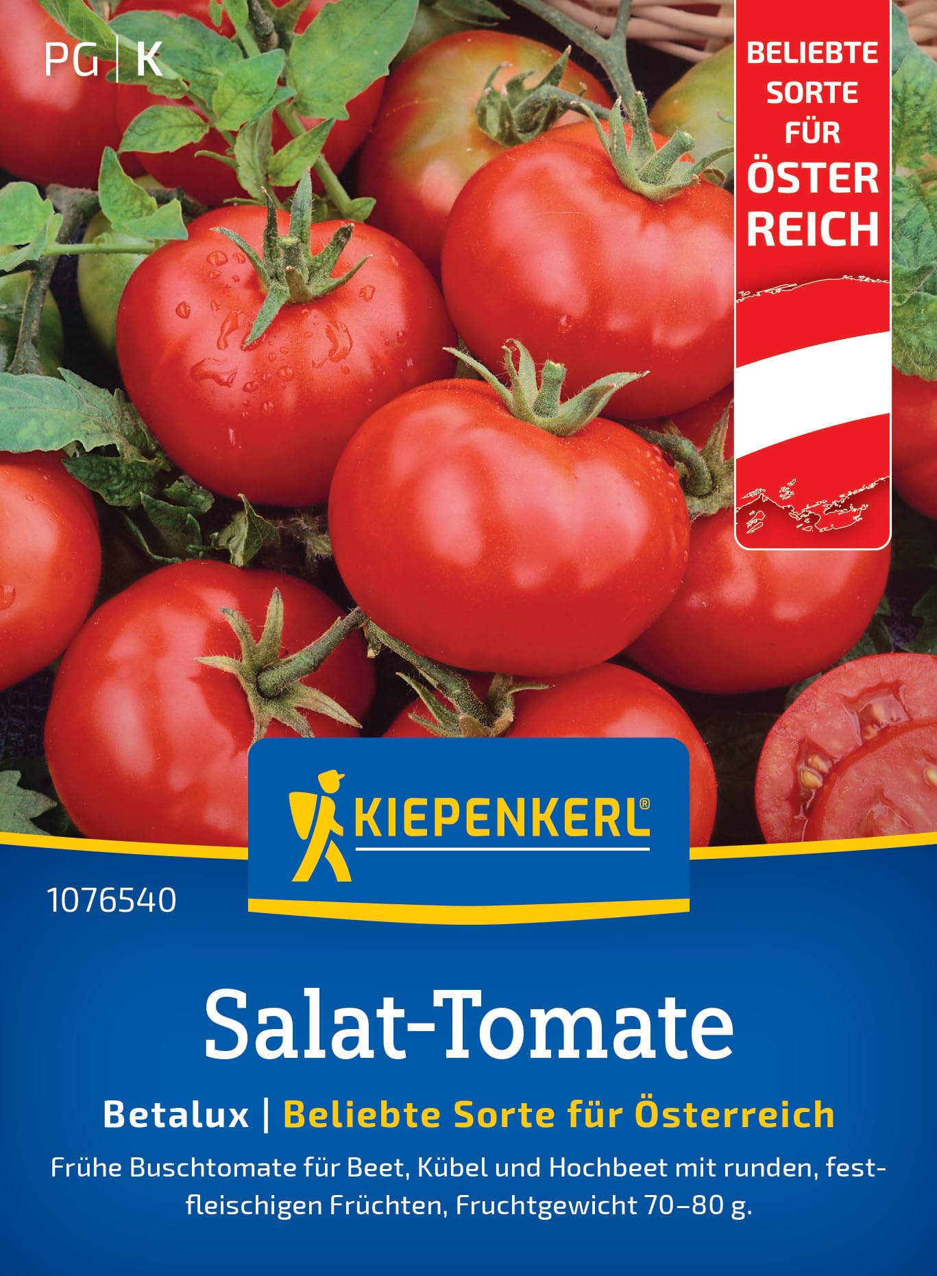 Kiepenkerl Profi-Line Salat-Tomatensamen Betalux 1076540 – Gemüsesamen für eine frühe Buschtomate mit einem Fruchtgewicht von 70 bis 80 g und Inhalt für 15 Pflanzen