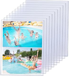 10 Pcs 5" x 7" Rigid Print Protectors, Clear Waterproof Hard Plastic Page Sheet Protectors Top Loading Rigid Photo Card Postcard Sleeves for Album Paper Document Holder
