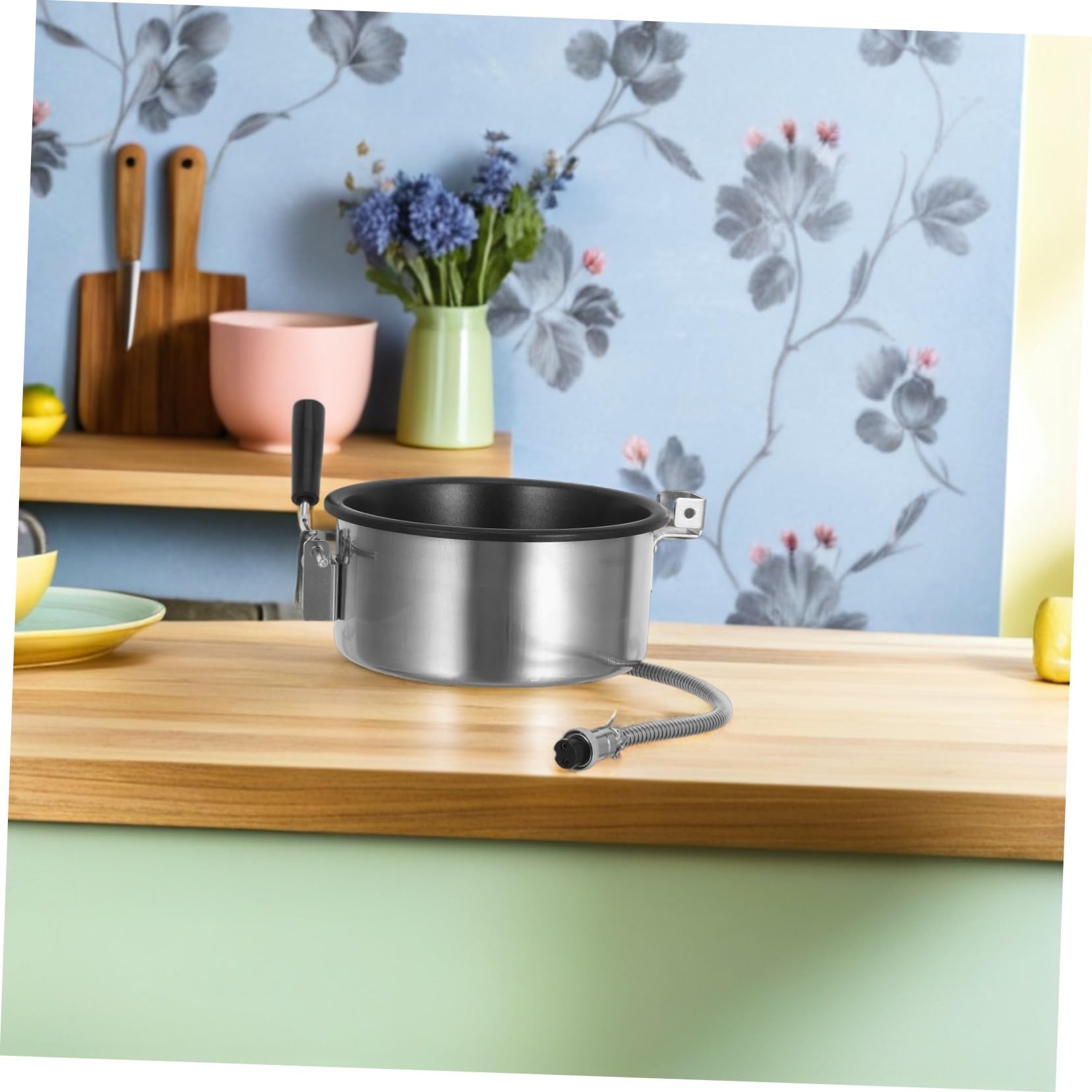 STOBAZA Olla para Hacer Palomitas de Maíz de Acero Inoxidable de 8 Oz Recubrimiento Antiadherente y Calentamiento Uniforme para Noches de Cine en Familia y Festivales