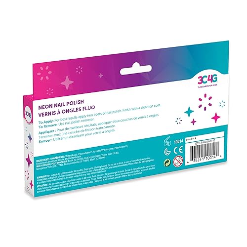 Miniatura 3 de 3C4G Make It Real - Juego de esmaltes de uñas de neón de secado rápido para niñas, incluye 5 colores neón, kit de esmalte de uñas no tóxico