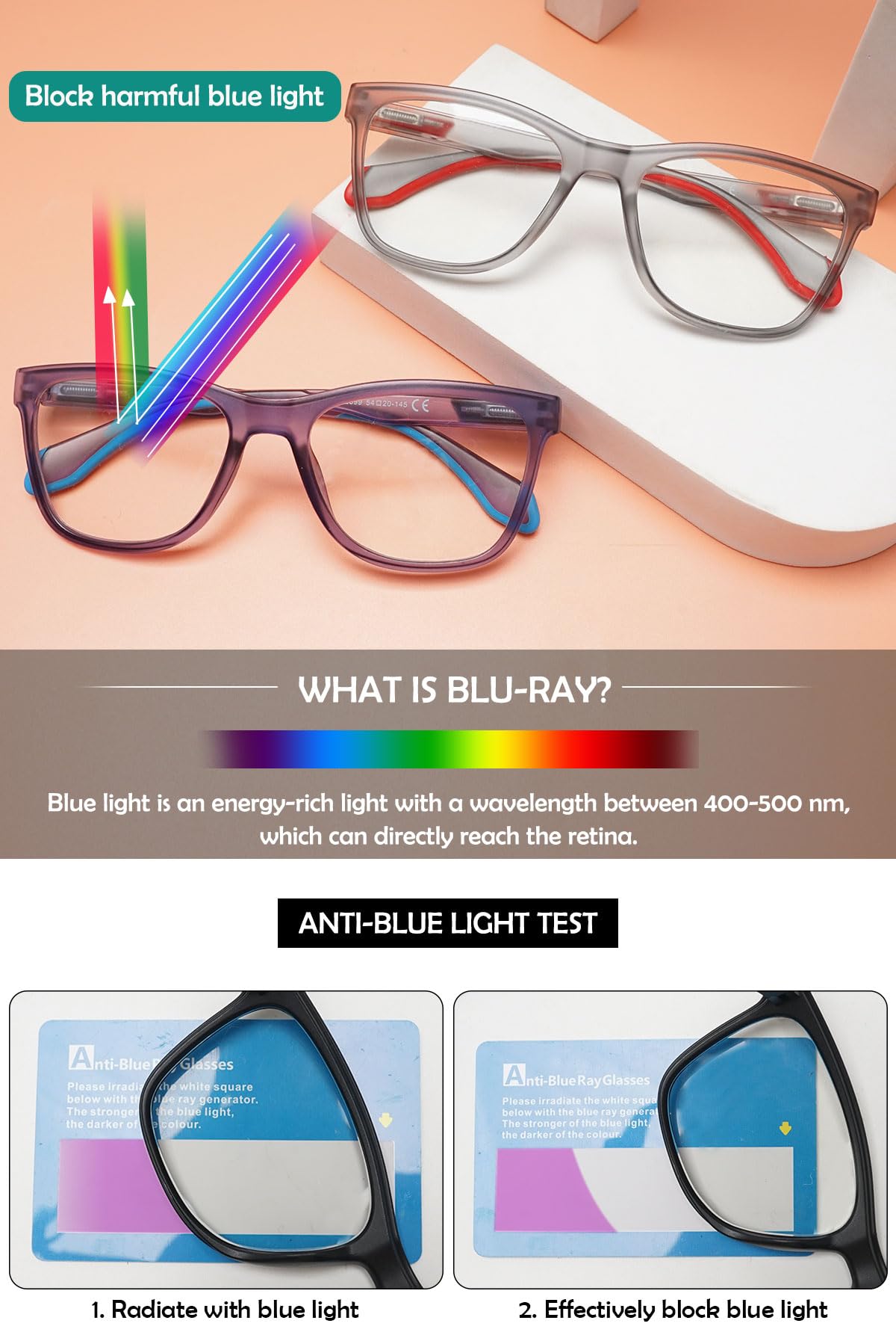 KOOSUFA Gleitsichtbrille Progressive Multifokus Anti-Blaulicht Lesebrille Herren Damen Gleitsicht Lesebrillen Ultraleicht Federscharnier Computerbrille Arbeitsplatzbrille 1.0 1.5 2.0 2.5 3.0 3.5 4.0