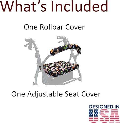 Miniatura 3 de Crutcheze Juego de fundas para asiento y respaldo con ruedas - Patrón de mariposa - Accesorio decorativo para andador para mujeres mayores