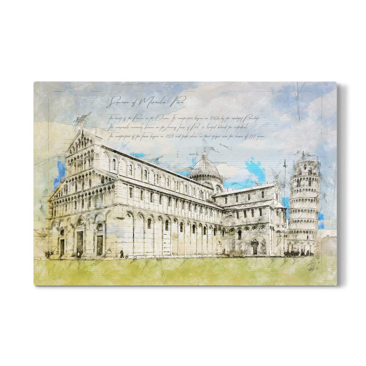 artboxONE Galerie-Print 150x100 cm Piazza dei Miracoli, pisa hochwertiges Acrylglas auf Alu-Dibond von Theo