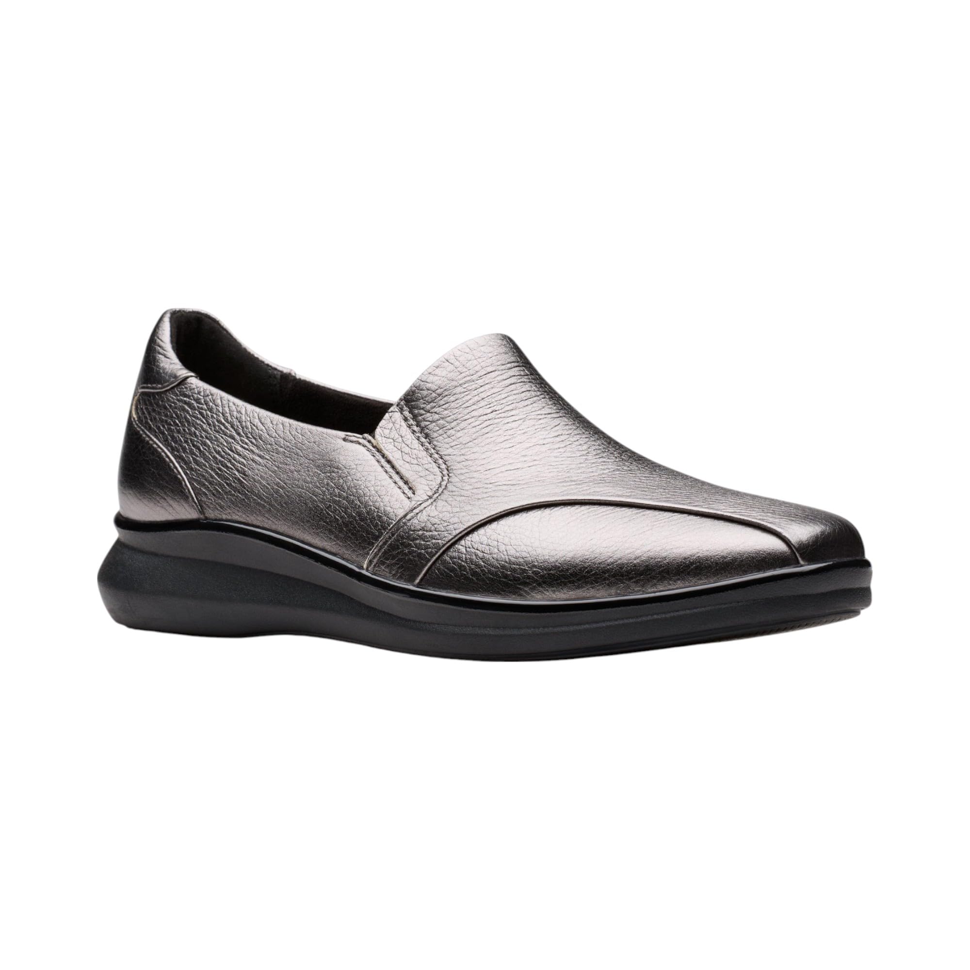 Clarks Womens Lynell Edge Pewter Metallic 7 5 M