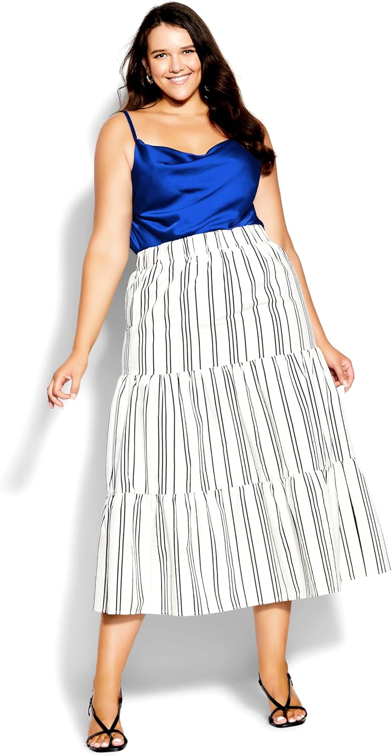 City Chic Plus Size Skirt, in Stripe Skirt - Image 2