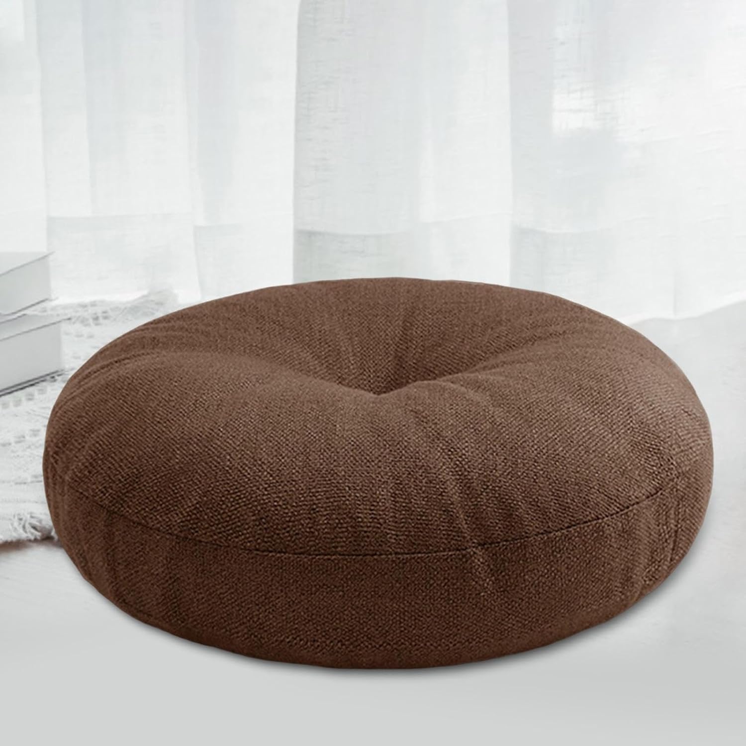 Lote de cojín y Esterilla de meditación, Cojín Redondo del Suelo de la meditación Tatami Lavable a máquina for oración sofá Silla Multicolor(Coffee)