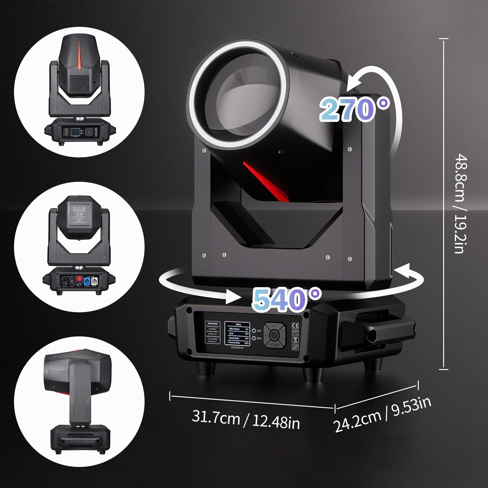 2PCS 380W Lyre LED avec flight case DJ Lumière RGBW Jeux de Lumière DMX 14 Gobos 15 Couleurs Luminaires à tête rotative pour scène Fête Club Bar Disco Éclairage Soirées