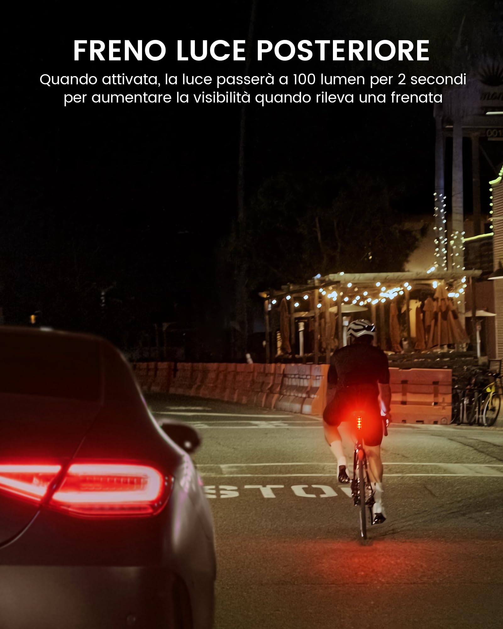 RAVEMEN TR150 Luce Posteriore per Bici,150 Lumen 6 Modalità Notte e Giorno, Rilevamento dei Freni ON/OFF Automatico Fanalini Ciclismo USB-C Ricaricabile Impermeabile IPX6