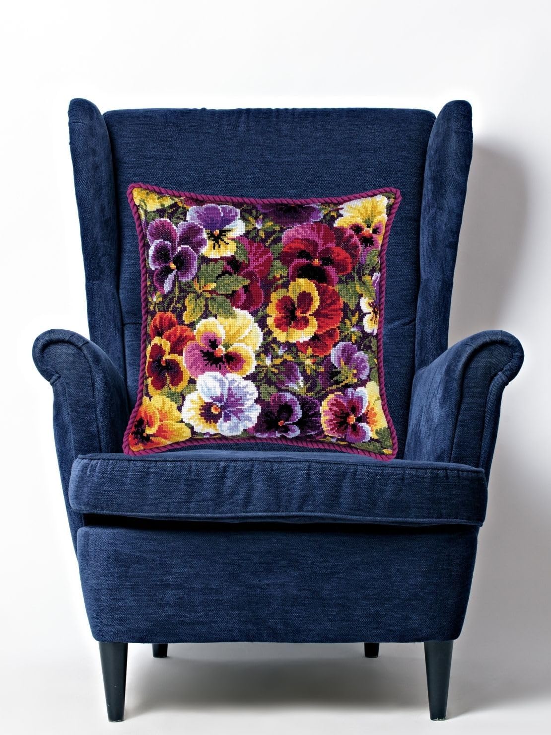 RIOLIS - Royal Pansies 1999, Cross Stitch Kits 15¾" x 15¾", Cross Stitch Kits for Beginners & Advanced, Crossstitching Kit Adult, Embroidery Counted Stitching Kit