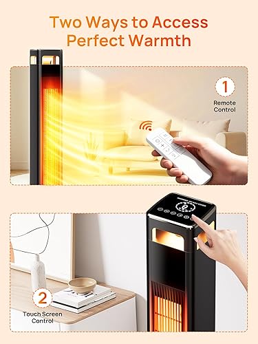 Miniatura 7 de AKIRES Calentadores de espacio para uso en interiores, calentador de habitación de 1500 W para habitación grande con termostato, oscilación de 120,