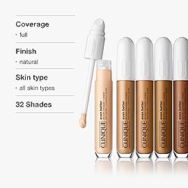 Clinique Even Better All-Over Full Coverage Concealer + Eraser Makeup For Dark Undereye Circles | With Hyaluronic Acid + Caffeine | Hydrating, Brightening + Depuffing, Clove, 0.2 Fl Oz