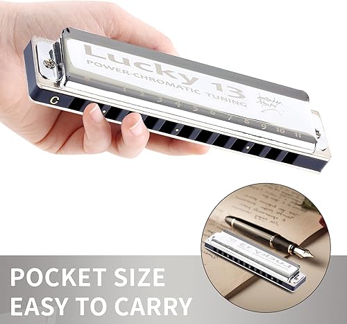 Miniatura 10 de East top Lucky 13 Bass Plus Blues Armónica 13 Agujeros Diatónica Arpa Boca Órgano Profesional Instrumentos Musicales PowerChromatic G Key Armónica