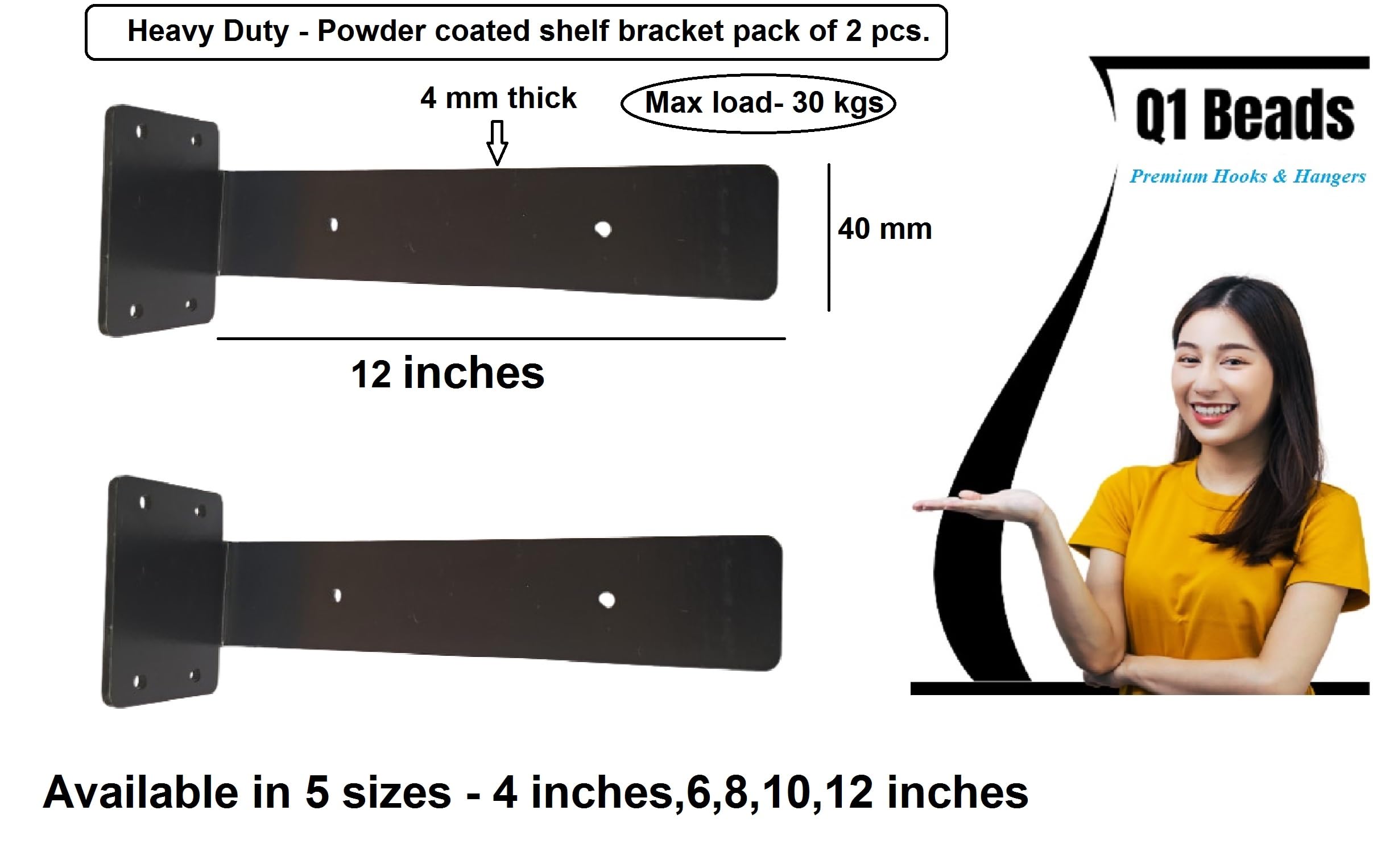 Heavy Duty Shelf Brackets - 40kg Load Capacity -2 Heavy Duty Shelf Brackets - 40kg Load Capacity -2