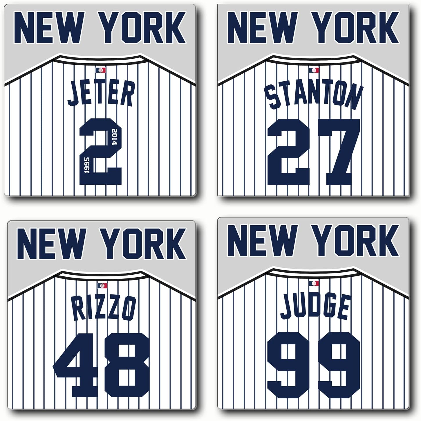 Yankee Gifts for Men, Non Yankee Coasters Set, 4 Pack Ceramic New York NY Baseball Coasters for Drinks, for Yankee Man Cave Home Decor