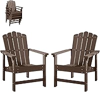 ACUEL Stackable Adirondack Chairs Set of 2 - Weatherproof HDPE Poly Lumber Outdoor Chairs for Patio, Deck, Porch, Garden (Brown)