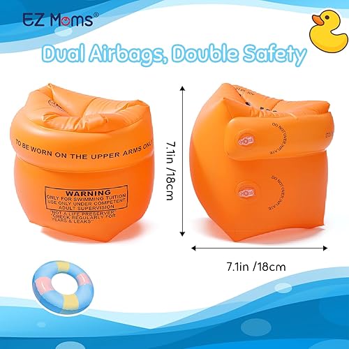 Miniatura 5 de EZ Moms Baby Swim Essentials Bundle - 2 Pack Reusable Swim Diapers and 2 Pack Toddler Arm Floaties (30150 LBS) Set, Large Size Snap Adjustable