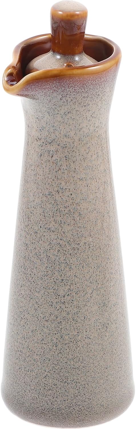 Hemoton Japanese Style Kiln-Changing Ceramic Oil Bottle 7 Oz Condiment Dispenser for Soy Sauce Vinegar Olive Oil Kitchen Dining