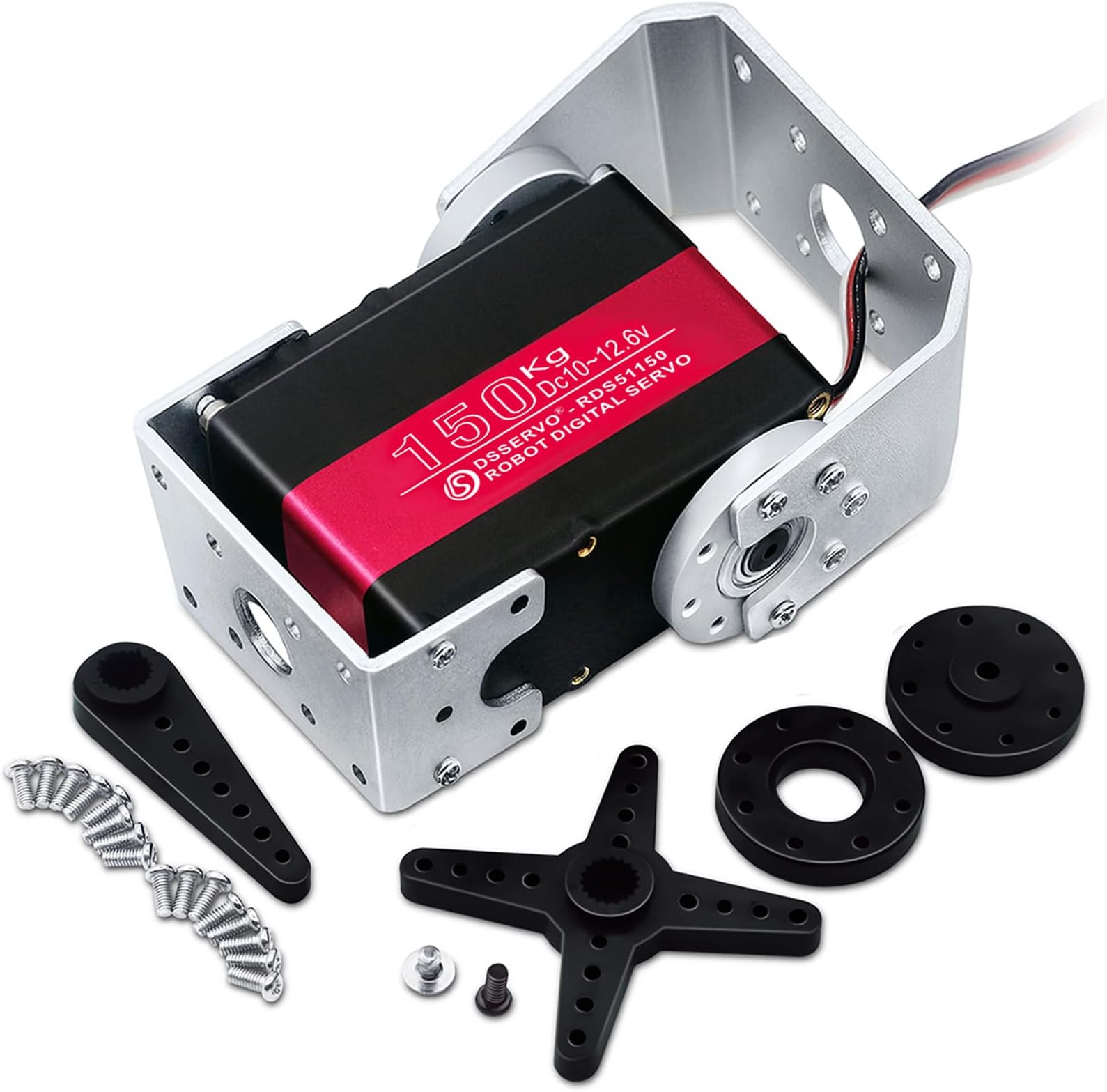 150KG Robot Servo Motor with Mount Brackets12V High Voltage High Torque Steel Gear Large Digital Steering Servos
