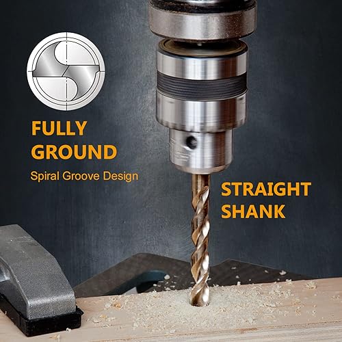 Miniatura 5 de POWERTEC Brocas de cobalto de 116 pulgadas, paquete de 12 unidades, 1-34 pulgadas de longitud, brocas M35 HSS Jobber con punta de 135 para perforar