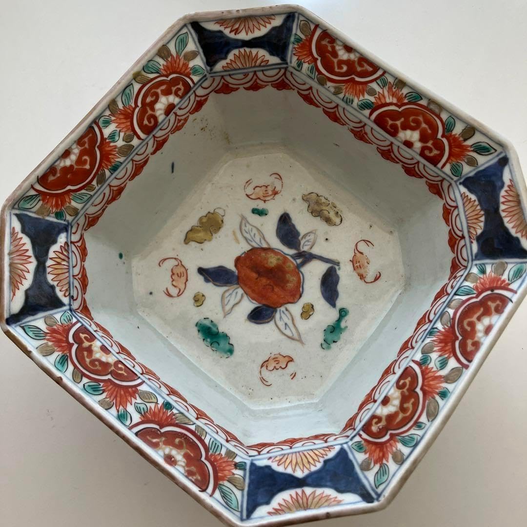 アンティーク　レトロな　角鉢　赤絵 アンティーク レトロな 角鉢 赤絵 【公式通販】