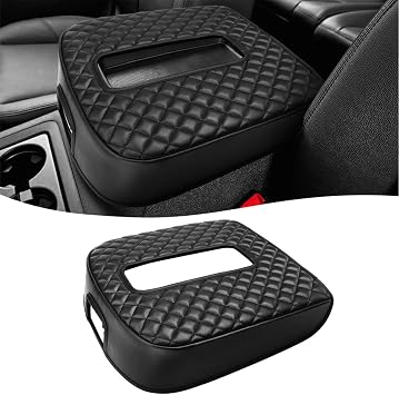 KBH Center Console Armrest Cover for 2007-2014 Chevy Silverado & Tahoe & Avalanche & Suburban, GMC Sierra & Yukon, Vinyl Leather, Floor Console Bucket Seat, Black