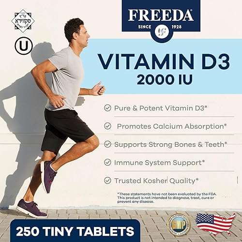 Miniatura 10 de FREEDA Vitamina D3-2000 UI  Vitamina D de alta potencia para la fuerza ósea y apoyo inmunológico  Tabletas fáciles de tragar  100 tabletas pequeñas