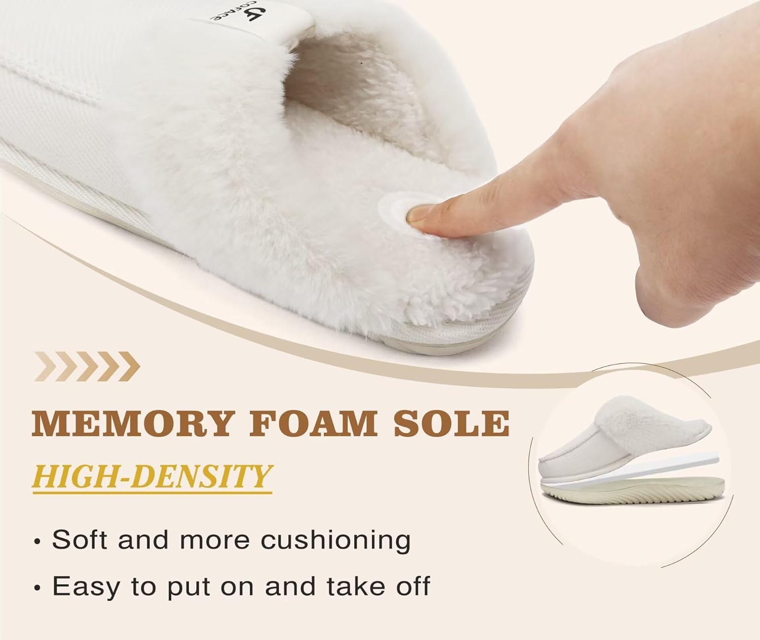 COFACE Womens Memory Foam Cushion Slippers Warm Cozy Fuzzy Faux Fur House Shoes Moccasin Indoor Outdoor With Arch Support Rubber Sole - Image 5