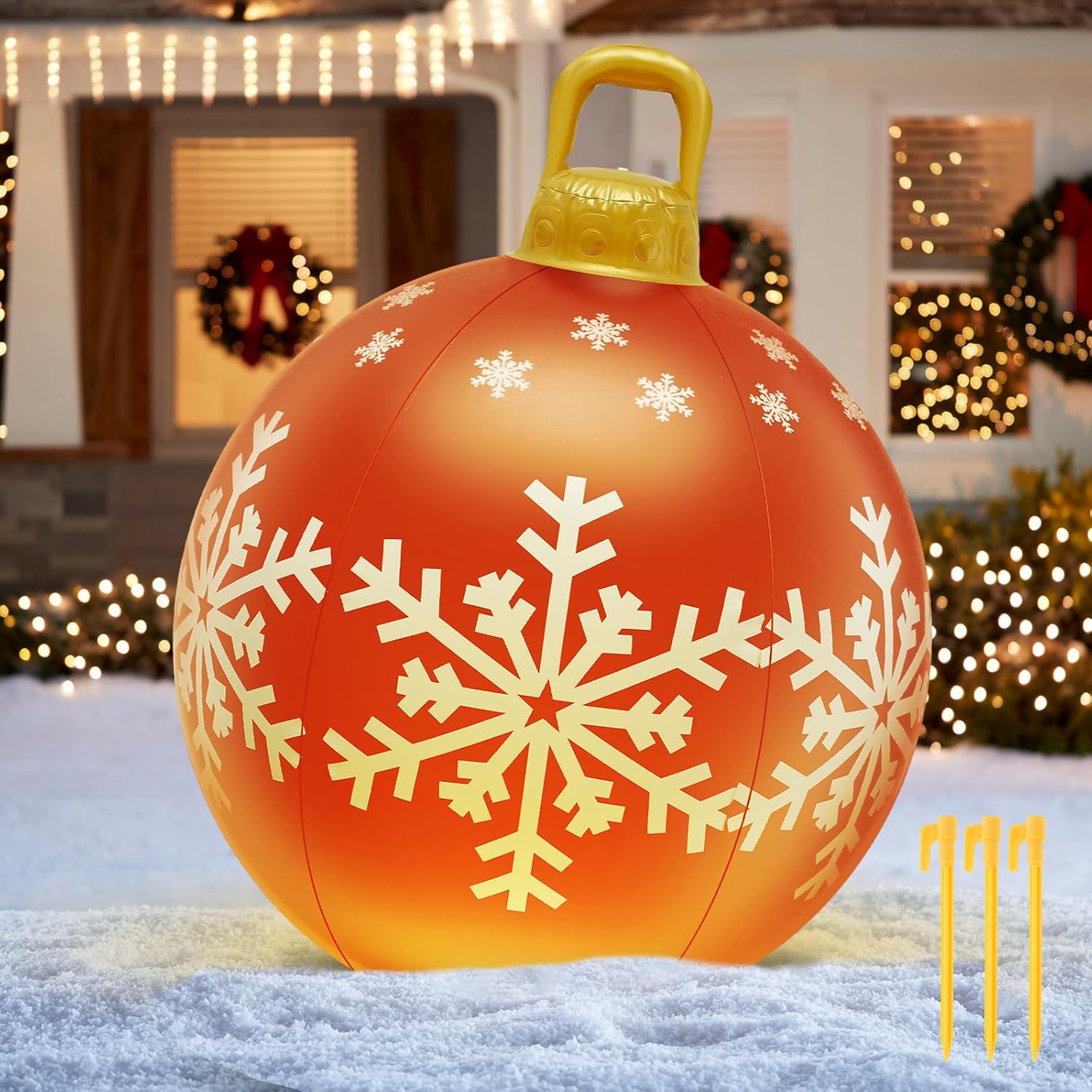 Inflatable Christmas Ball with LED Light 23inch Large Outdoor Christmas