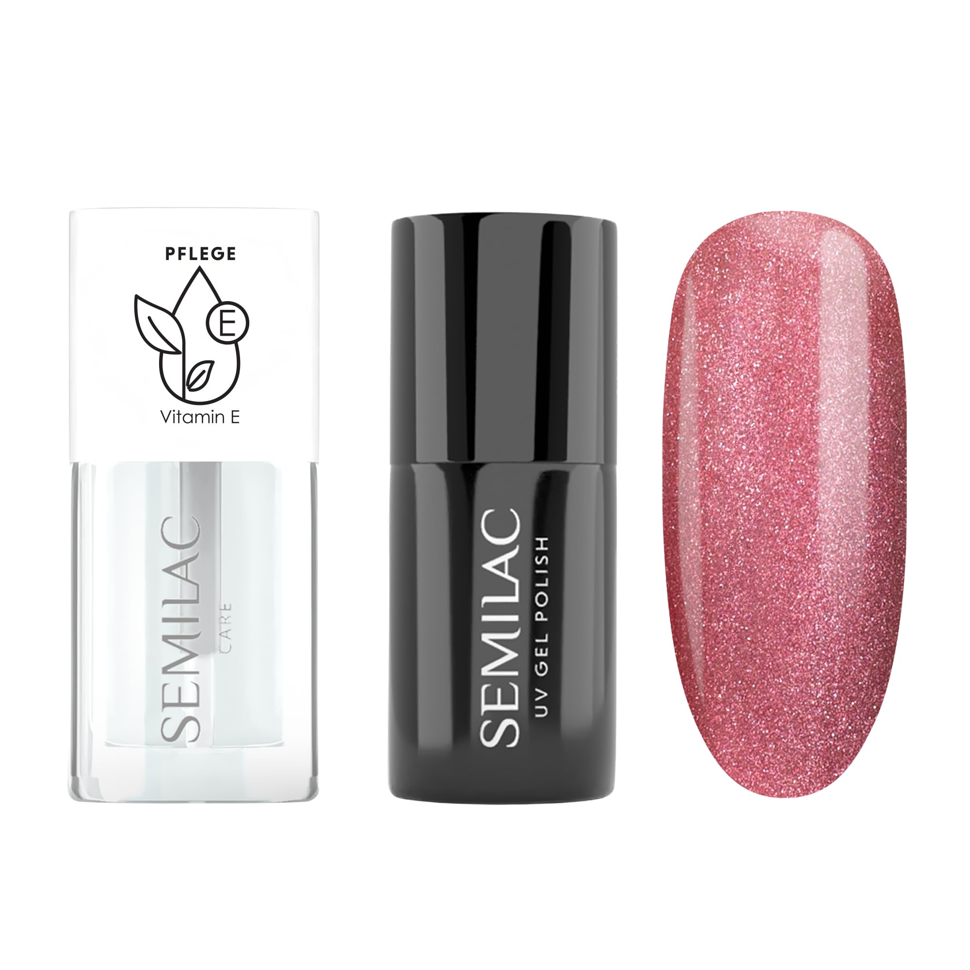 Semilac Duopack UV Nail Polish 662 Rose Gloss 7 ml & Nail Oil Strawberry Vanilla 7 ml