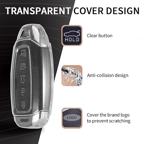 Miniatura 7 de TANGSEN Funda para llavero de TPU compatible con Hyundai Accent Azera Elantra GT Grandeur I30 IG IX35 Kona Palisade Santa Fe Solaris 4 5 botones