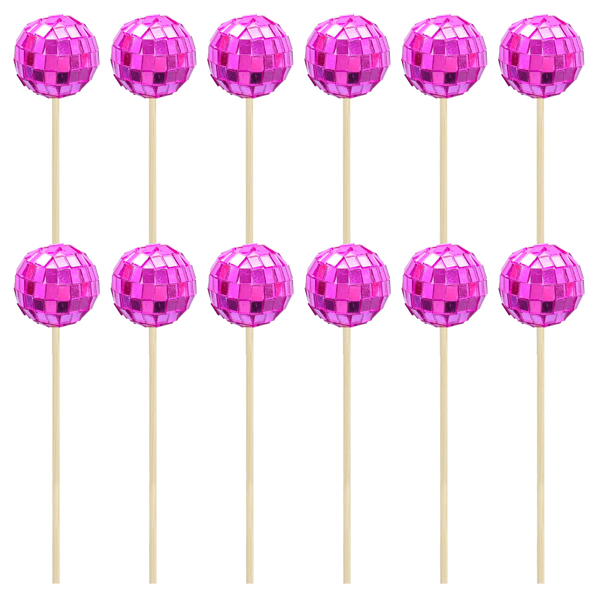 Ephlyn 24Pcs Disco Ball Cupcake Toppers Disco Ball Cupcake Picks Mini Disco Ball Cake Toppers Disco Theme Cake Decorations for Disco Theme Party 70s Disco Party Decorations Purple - Image 3