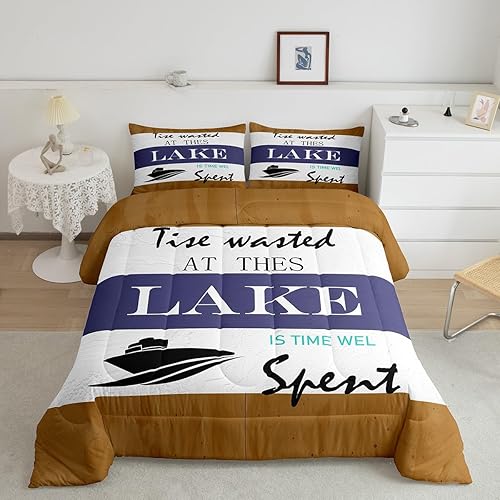 Miniatura 2 de Castle Fairy Lake Life - Juego de edredón tamaño King, juego de ropa de cama de madera rústica vintage para todas las estaciones, juego de edredón