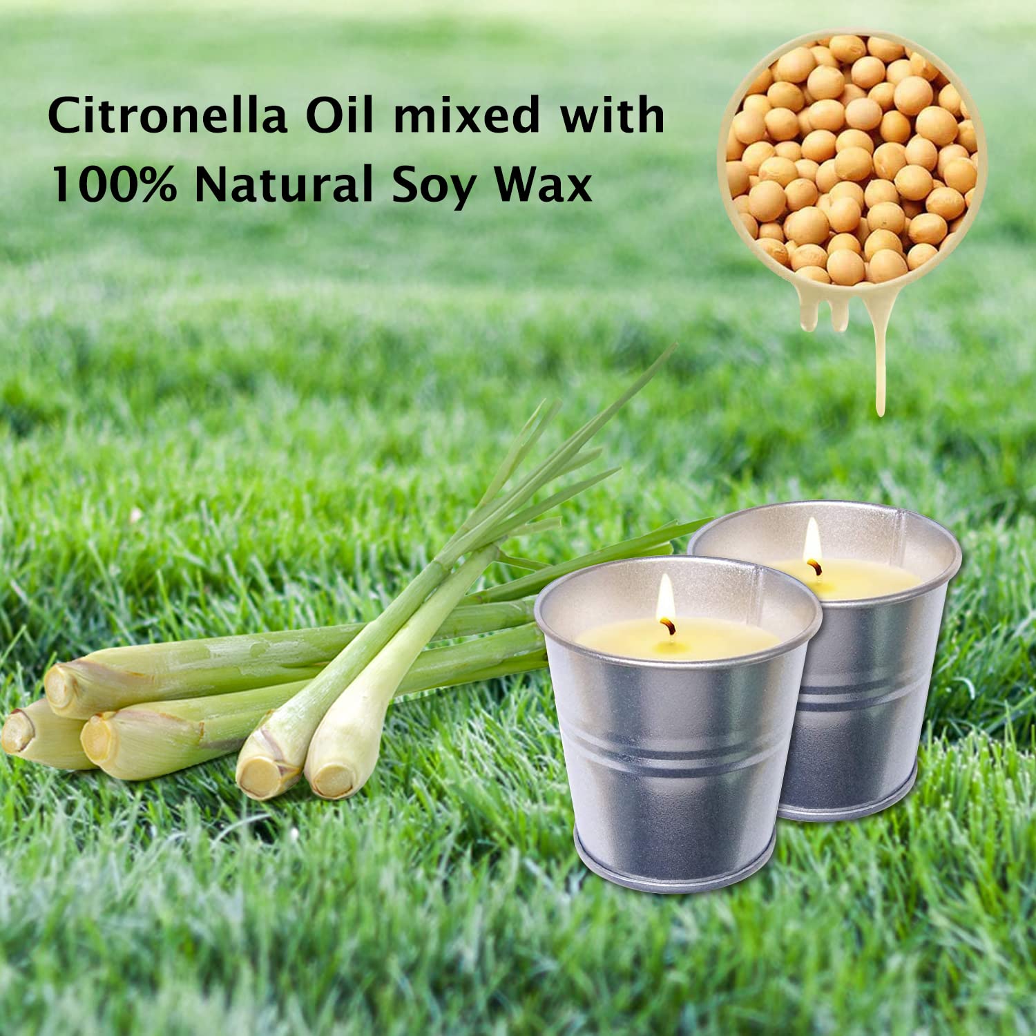 Candele Citronella 12 Pezzi 50g Cera di Soia Naturale per Esterno Giardino