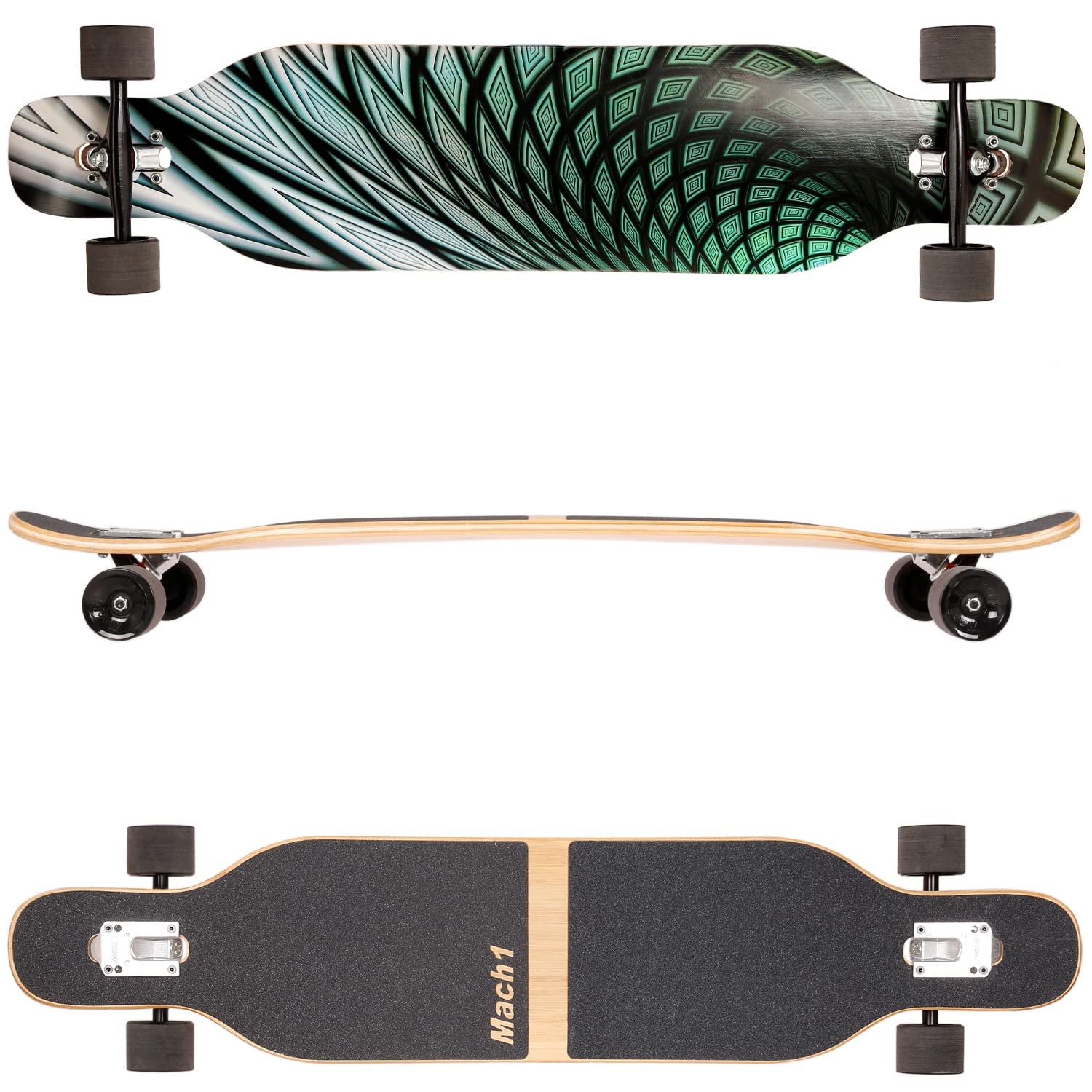 Longboard Camber avec roulement à billes en céramique Flex1 Drop Through Cruiser Freeride Skate complet avec outil en T