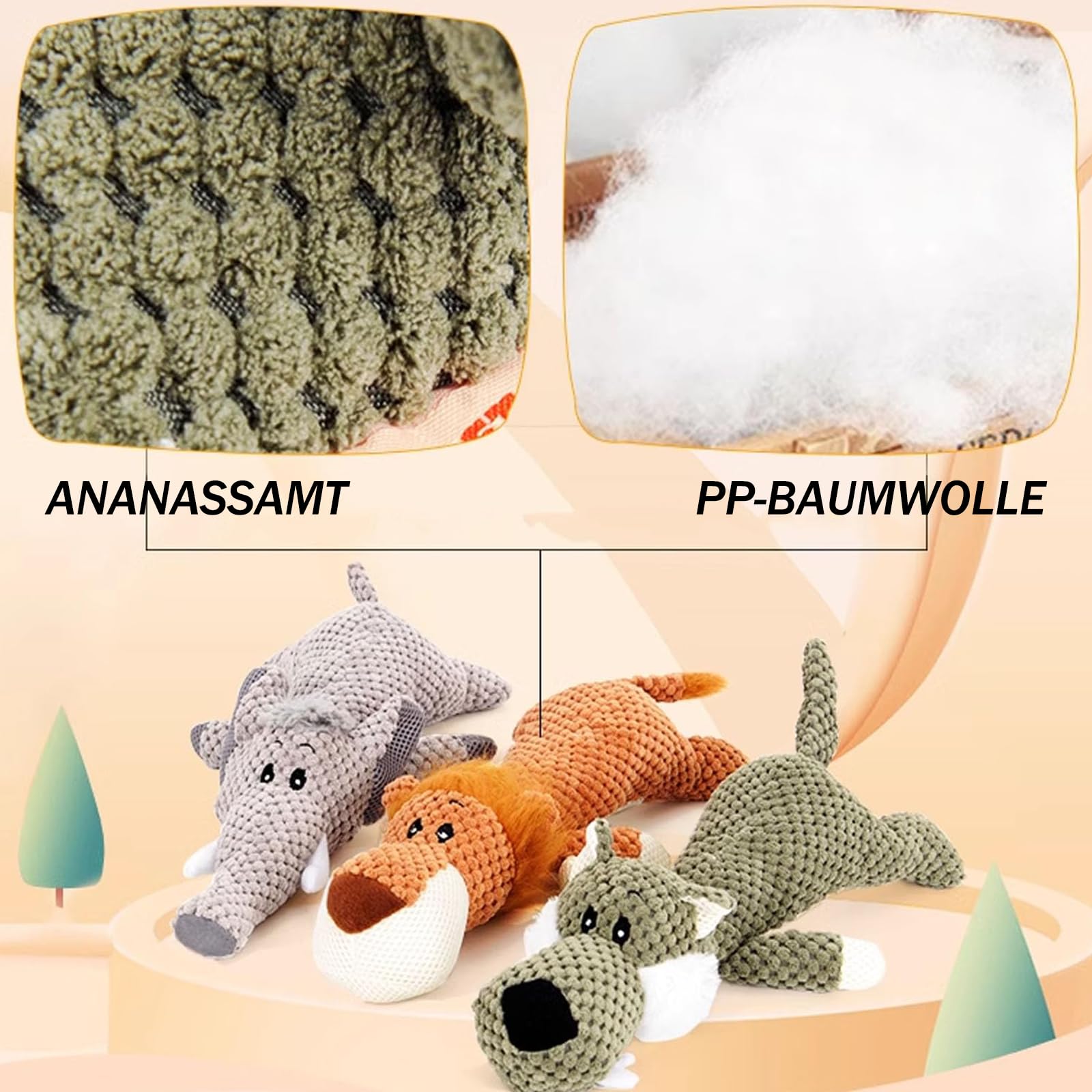 Powerkauer-Jouet indestructible pour chien, qualité indestructible, indestructible, jouet pour chien, crocodile, sans grincement (Mix B x 3)