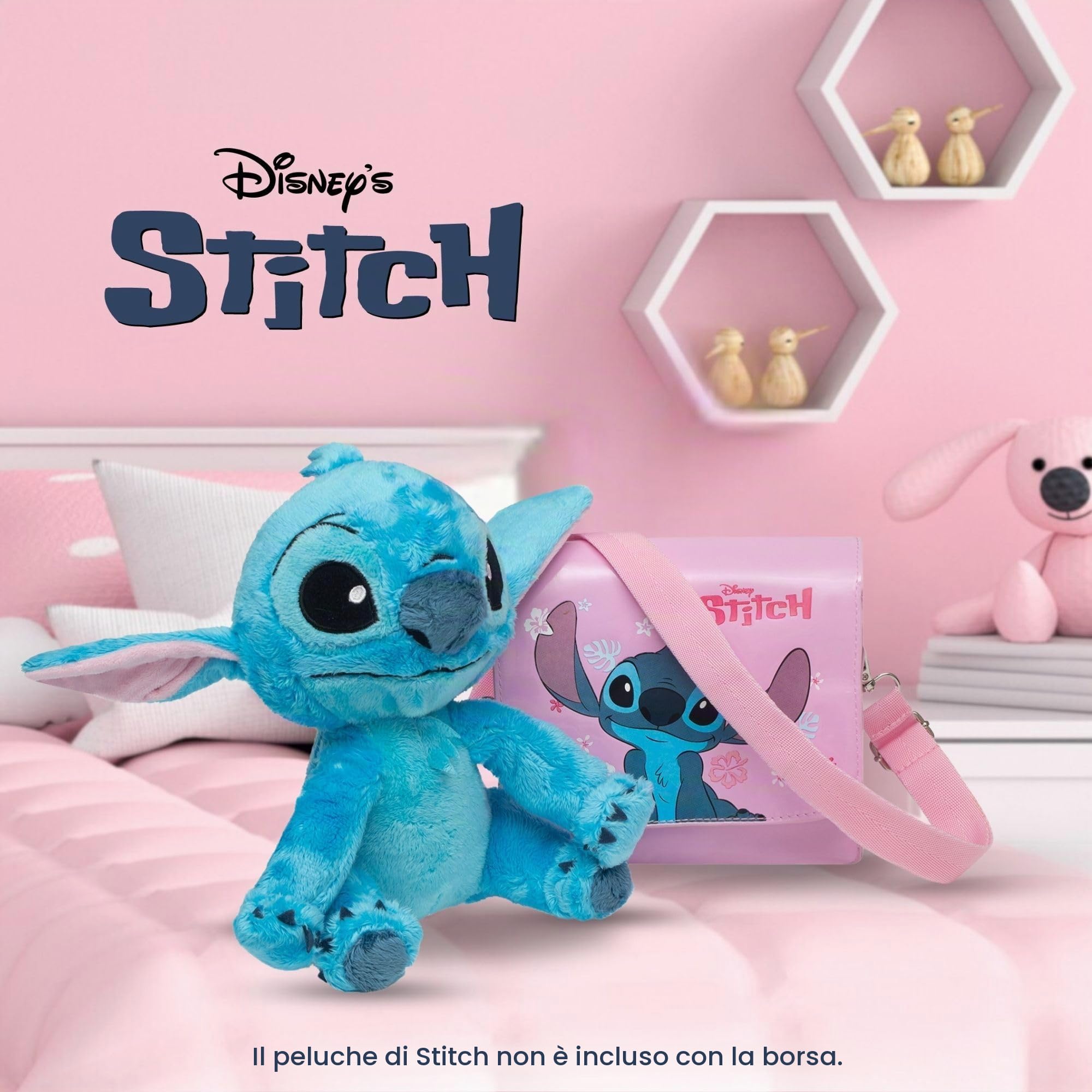 Borsa a tracolla rosa Disney Stitch & Angel per ragazze – Lilo & Stitch film ufficiale | Simpatica borsa a tracolla per bambini e adolescenti | Regali per ragazze | Tracolla lunga regolabile