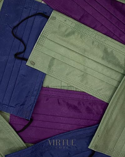 Miniatura 2 de VIRTUE CODE Máscaras faciales de apoyo, mascarillas suaves y cómodas de 3 capas, coloridas mascarillas desechables paquete de 50 máscaras faciales