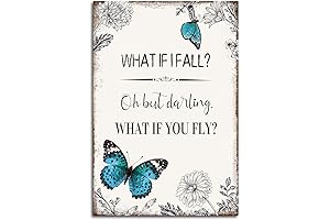 Motivational Canvas Wall Art, Framed Inspirational Quote & Positive Affirmations, Blue Butterfly...