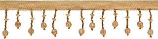 3,5 cm (1 1/2 pulgadas), hermoso borde de flecos con cuentas hecho a mano, borde de flecos (B40682-AC), marrón roble sólido #E20 (marrón cálido) / 2,5 m (3 yardas/2,7 m)