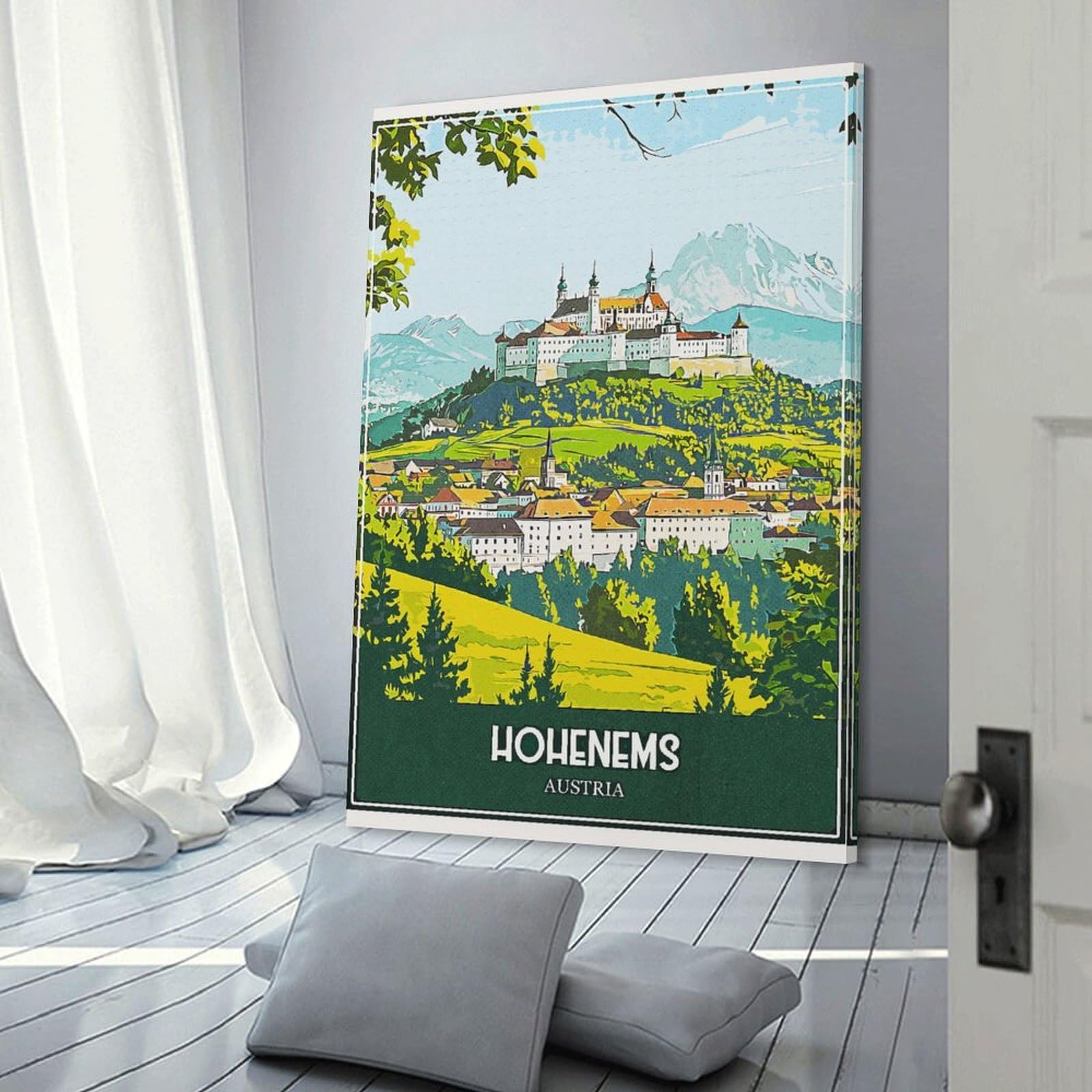 Junmoney Hohenems Austria Vintage Travel Wall Picture Print 24x36inch(60x90cm), for Hallway, Lounge Or Guest Room, Gift Idea for Housewarming And Birthdays