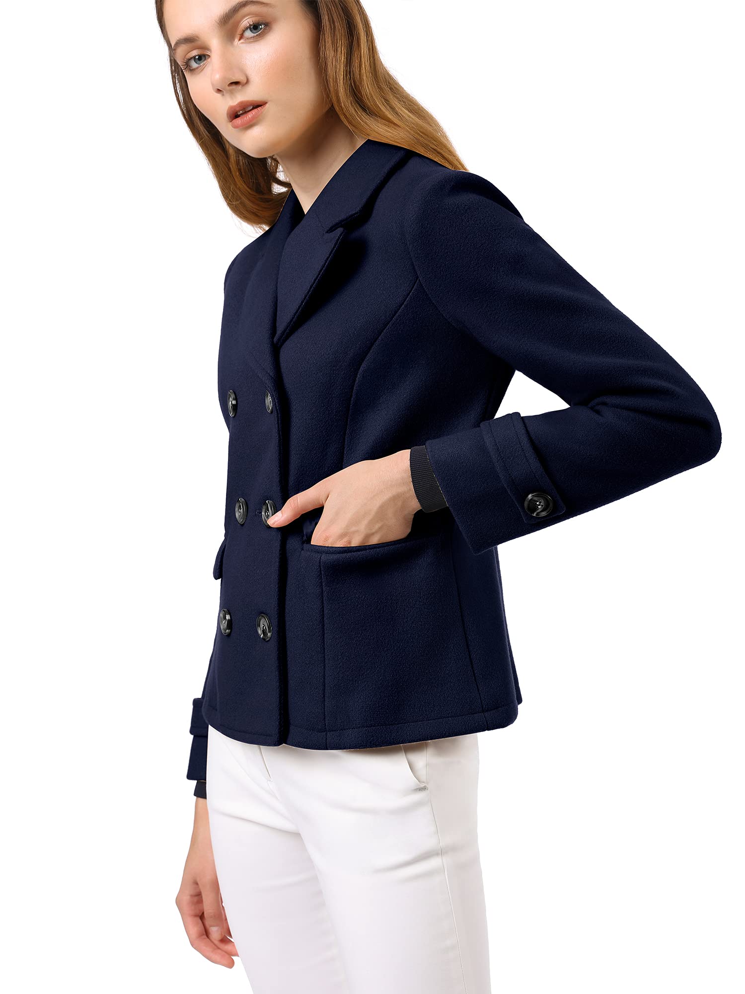 Allegra K Cappotto Di Pisello Cappotto di pisello Donna | Completamente foderato, cappotto da lavoro, trench corto