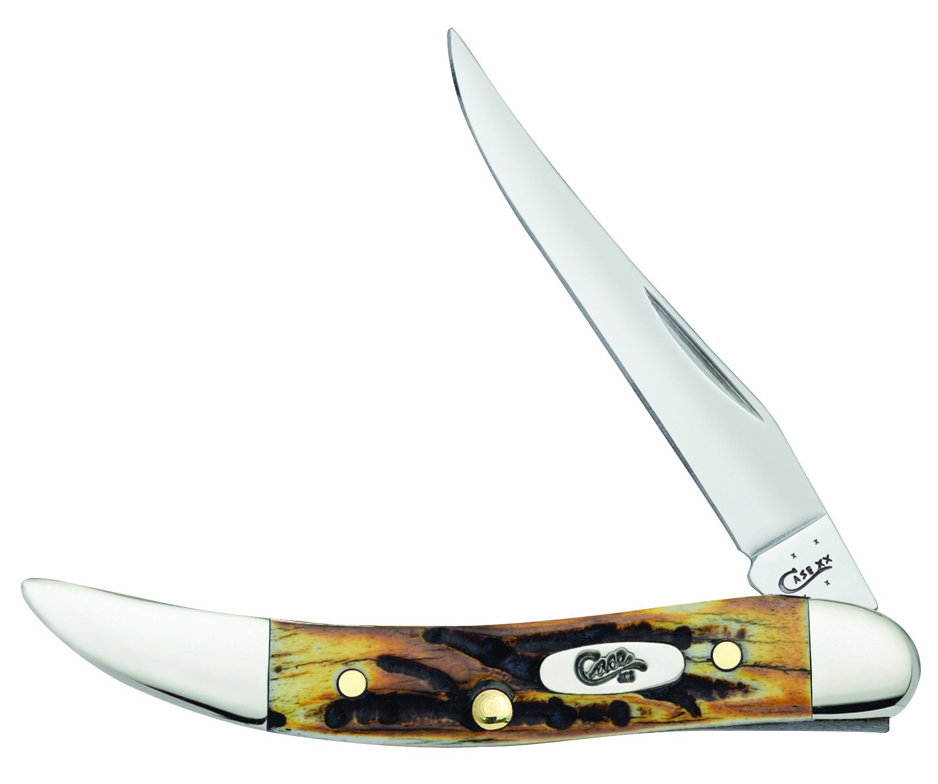 Case WR XX Pocket Knife Sambar Stag Small Texas Toothpick Item #5532 - (510096 SS) - Length Closed: 3 Inches