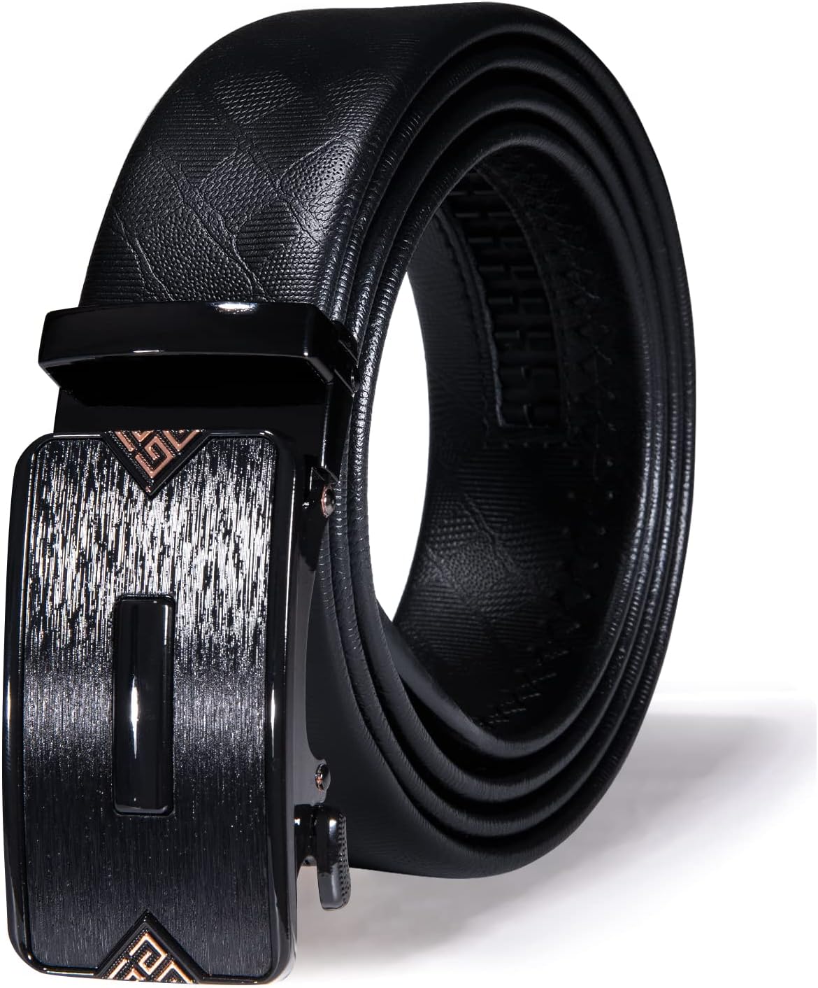 Dubulle Mens Ratchet Belt Ratchet Slide Automatic Buckle Removable Strap Waisband for Casual Jeans Fashion Gift Genuine Leather