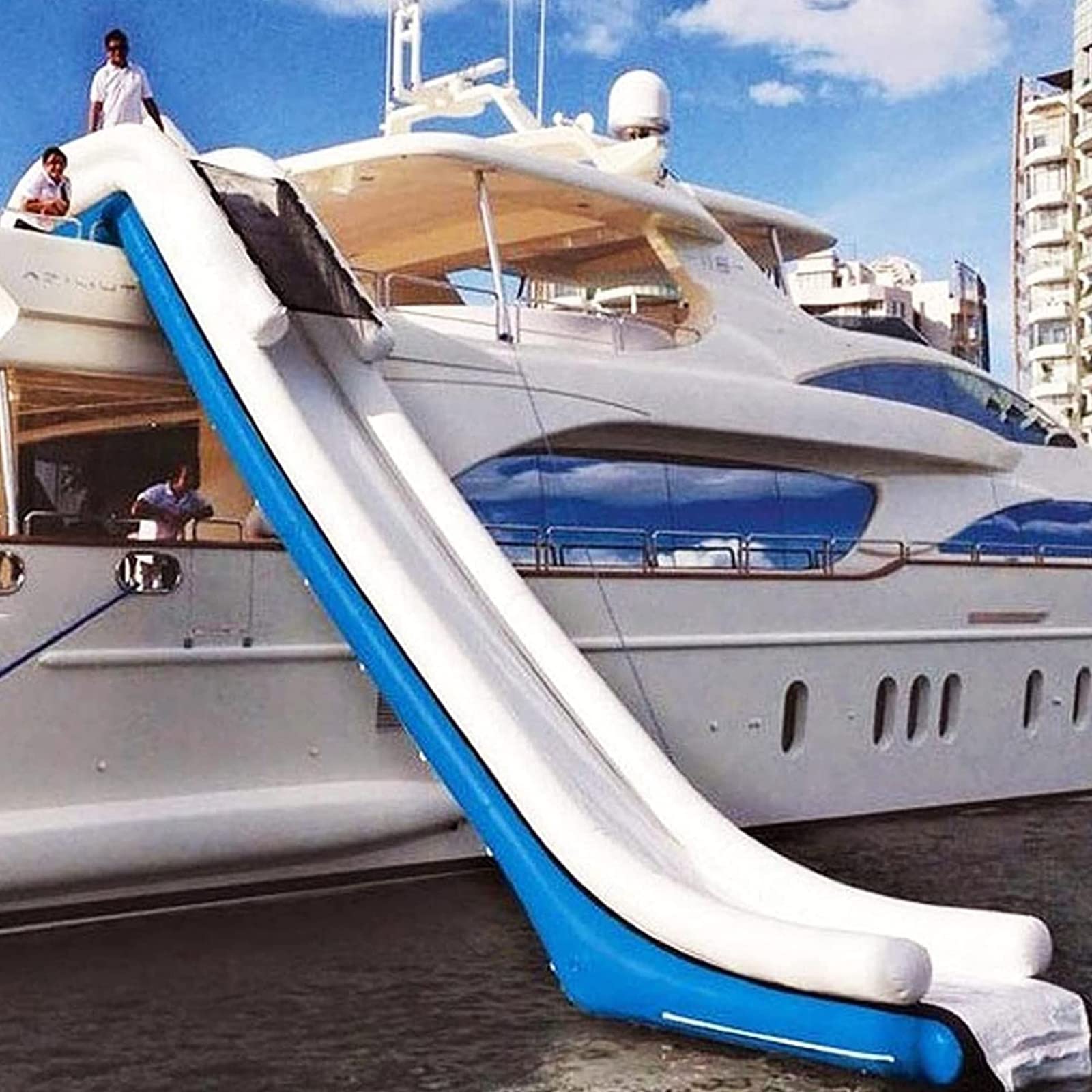 aufblasbare Wasserrutsche, schwimmende aufblasbare Yacht-Wasserrutsche im Freien für Yachten/Kreuzfahrtboote, aufblasbare Yacht-schwimmende Wasserrutsche
